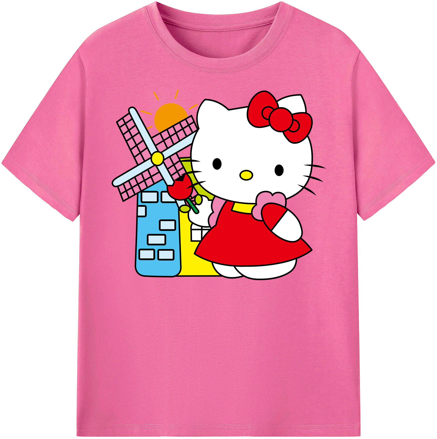 （画像用） Hello Kitty ハローキティ レディースカジュアルプリントTシャツ（綿100％）